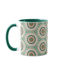 Green Orange And Blue Boho Chic Circle Pattern