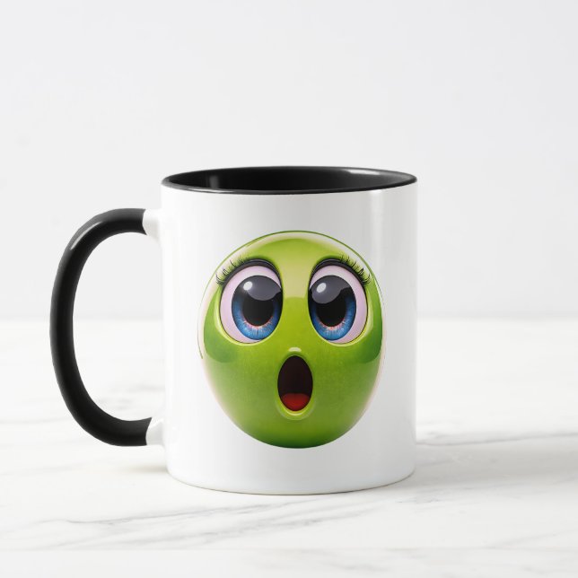 Mug Green Surprised Smiley Face (Gauche)