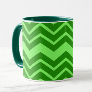 Mug Green Zig Zag Chevron Design Motif