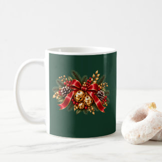 Mug Grelots de Noël rouge ruban festif de Noël