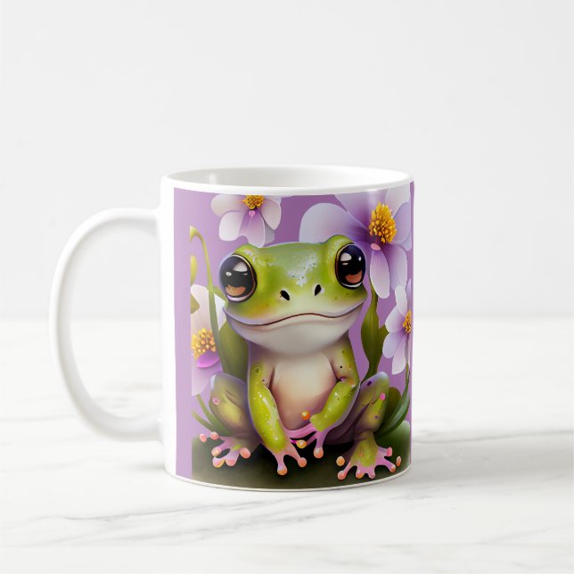 Mug Grenouille mignonne en fleurs (Gauche)