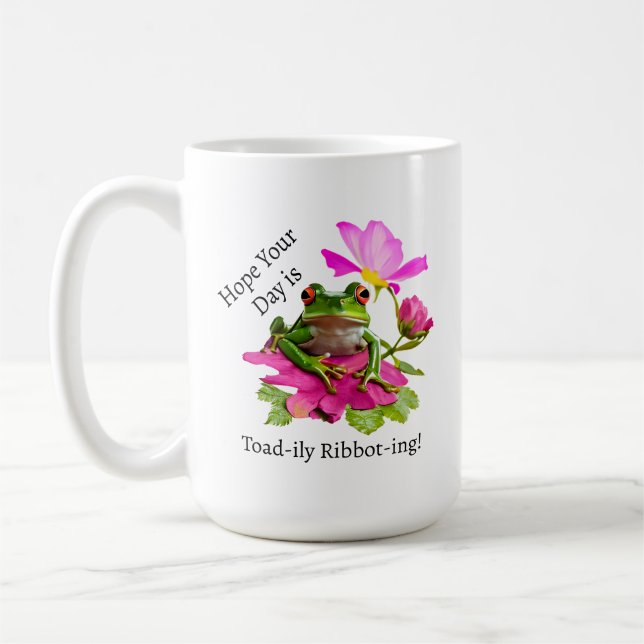 Mug Grenouille mignonne ou tourte de crapaud sur fleur (Gauche)