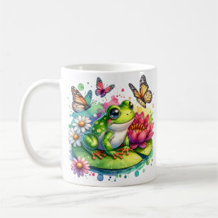 Mug Grenouille personnalisée avec fleurs sur Lilypad