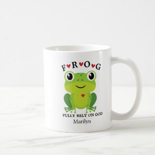 Mug Grenouille pleinement confiance en Dieu Coeurs rou