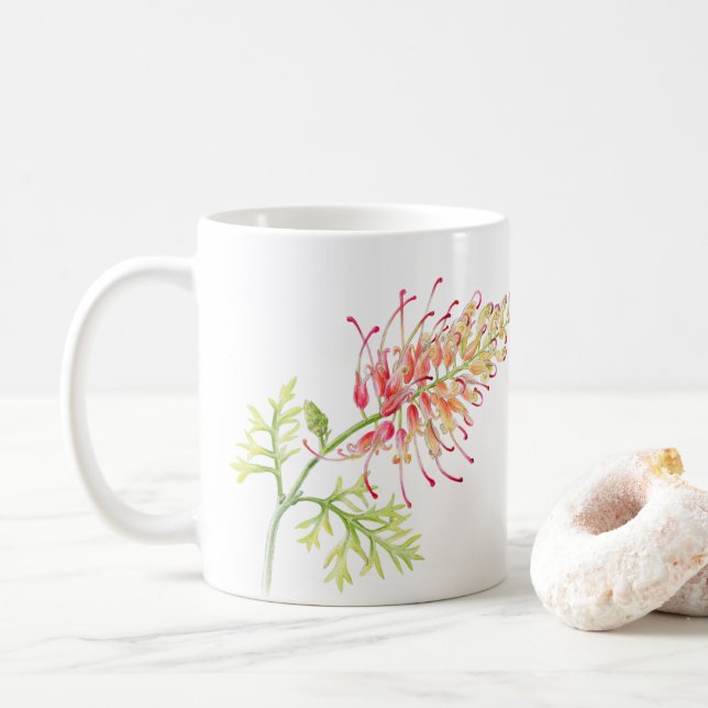Mug Grevillea aquarelle fleur aquarelle art (Avec donut)