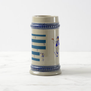 Mug Grey/Blue 22 oz Stein Greek Flag
