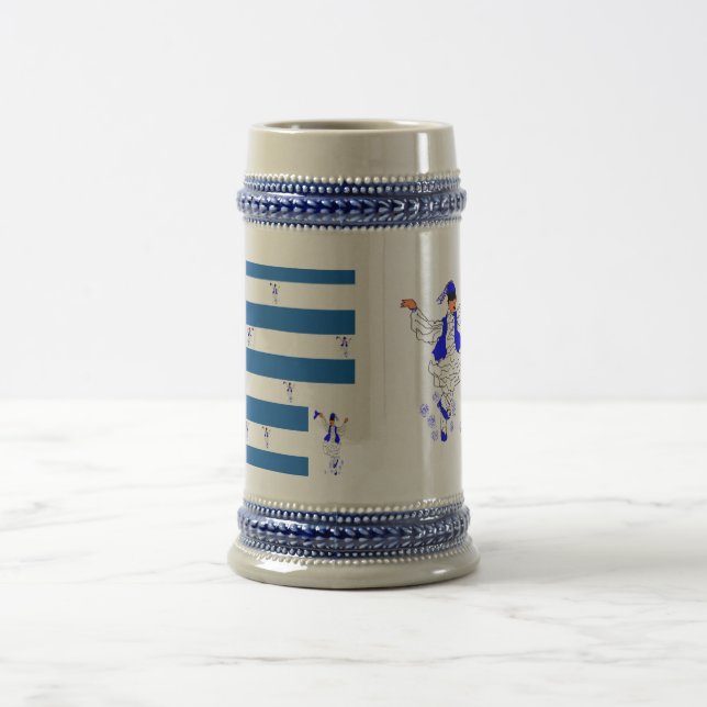 Mug Grey/Blue 22 oz Stein Greek Flag (Center)