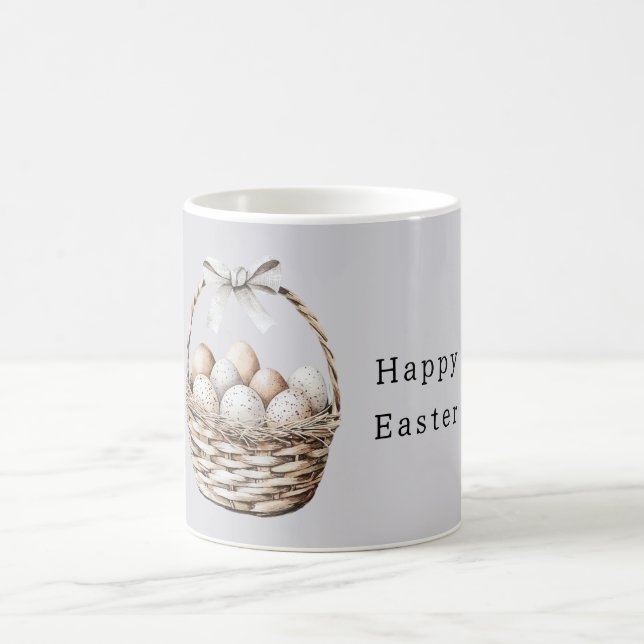 Mug Grey Bow Easter Eggs Basket (Centre)