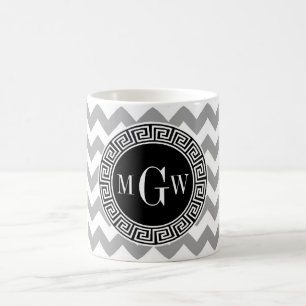 Mug Grey What Chevron Clé grecque noire 3 Monogramme