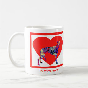 Mug Greyhound Chien Silhouette Saint Valentin Coeur ro