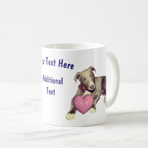 Mug Greyhound Coeur rose rosé Personnalisé