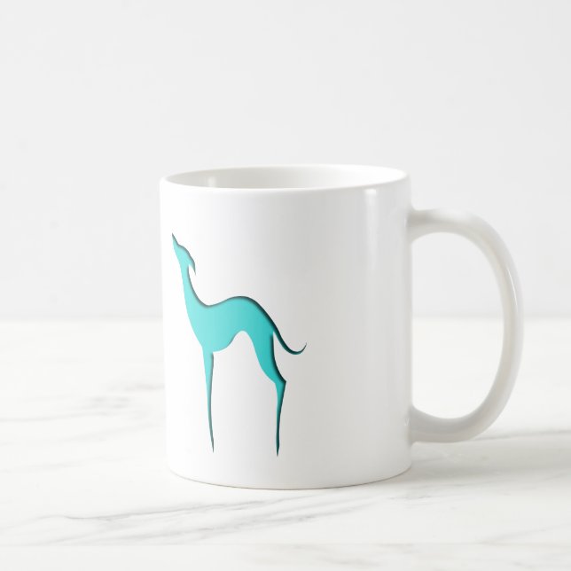 Mug Greyhound Whippet chien turquoise silhouette bleue (Droite)