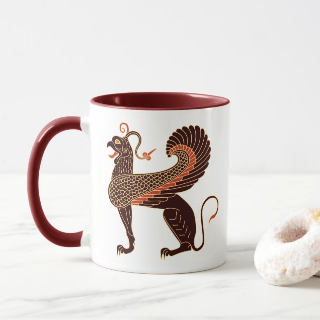 Mug Griffin de la bête mythologique grecque antique (Avec donut)