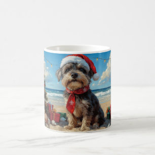 Mug Griffon à poil dur Korthals de Noël à la plage