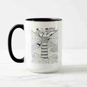 Mug Griffonnage tiré par la main de phare