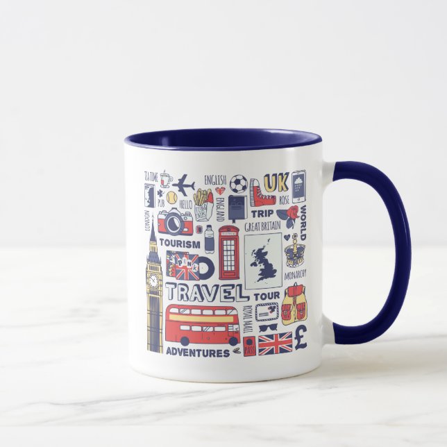 Mug Griffonnages de voyage de l'Angleterre (Droite)