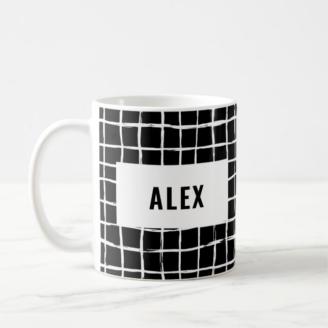 Mug Grille noir blanc 4 photo moderne minimal abstrait (Gauche)
