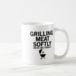 Mug Griller La Viande Doucement Avec Ses Tongs Drôle B