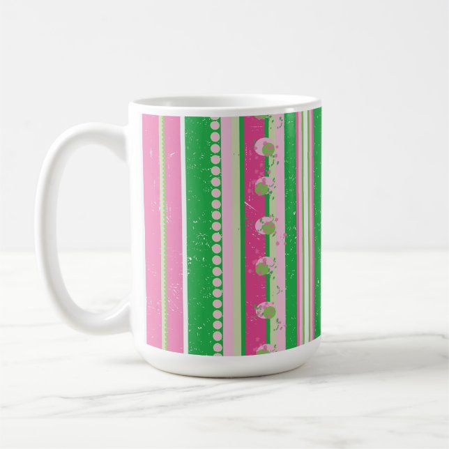 Mug Grilles Preppy Modernes Rose, Vert, Blanc (Gauche)