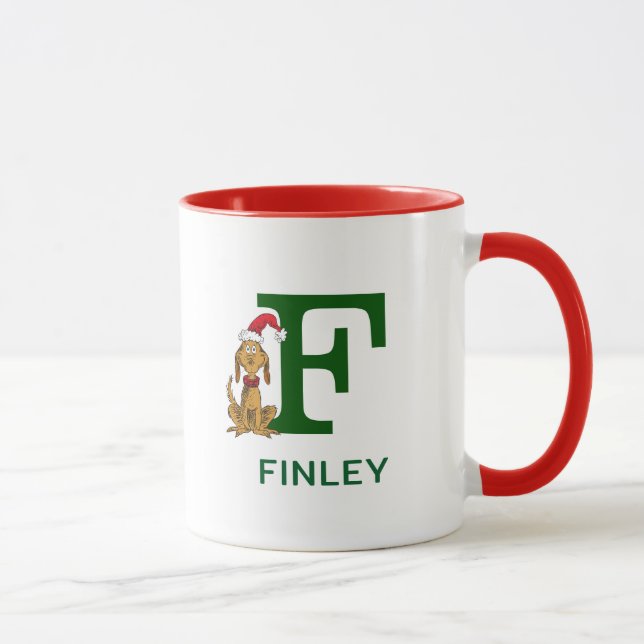 Mug Grinch classique max | Nom et monogramme F (Droite)