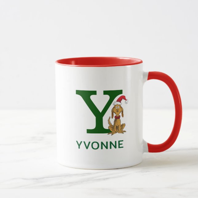 Mug Grinch classique max | Nom et monogramme Y (Droite)