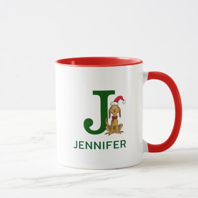 Mug Grinch Classique Max | Nom & Monogramme J (Droite)