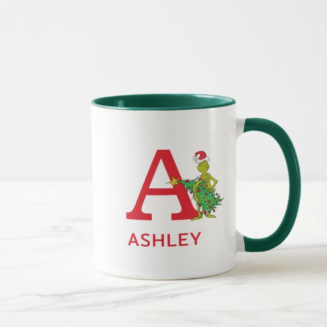 Mug Grinch classique | Naughty Name & Monogram A (Droite)