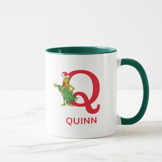 Mug Grinch classique | Naughty Name & Monogram Q (Droite)