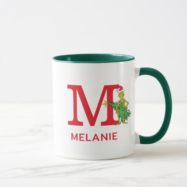 Mug Grinch Classique | Nom Vilain & Monogramme M (Droite)