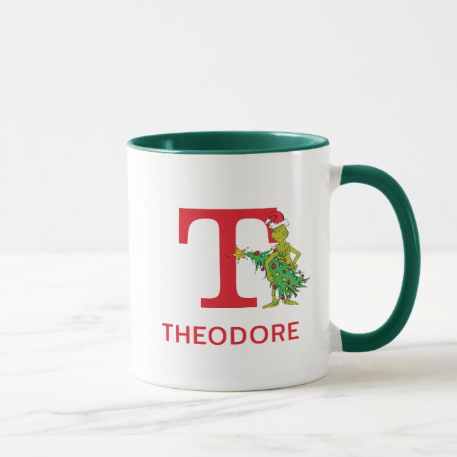Mug Grinch Classique | Nom vilain & Monogramme T (Droite)