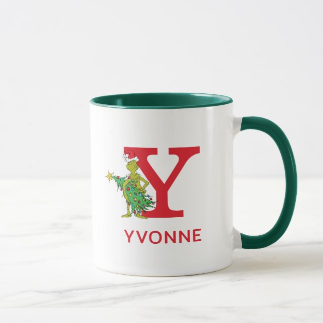 Mug Grinch Classique | Nom Vilain & Monogramme Y (Droite)