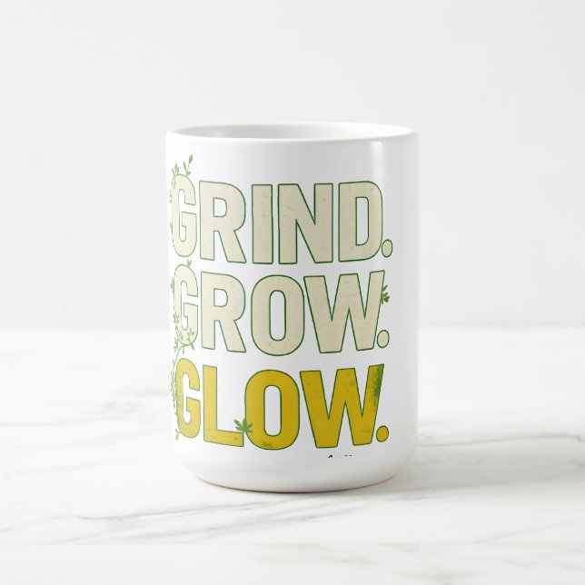 Mug GRIND.GROW.GLOW.—Inspirational Botanical Typograph (Centre)