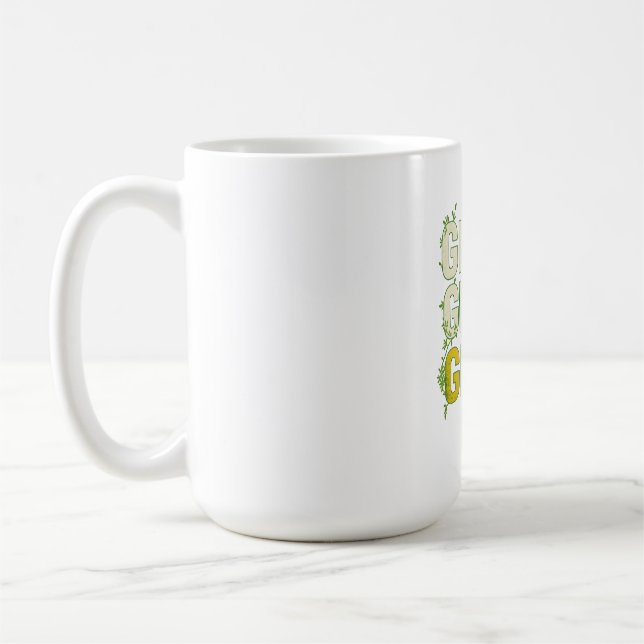 Mug GRIND.GROW.GLOW.—Inspirational Botanical Typograph (Gauche)