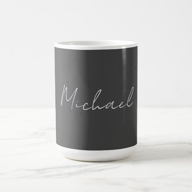 Mug Gris blanc manuscrit minimaliste Votre nom (Centre)