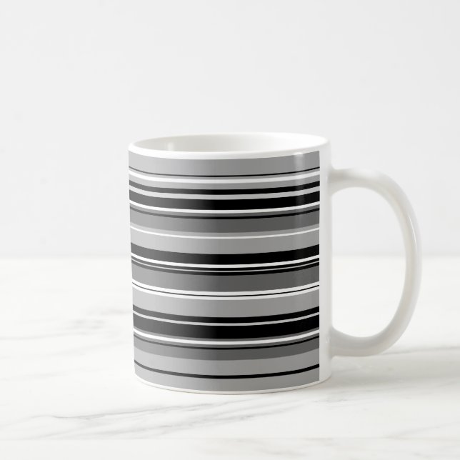 Mug Gris blancs noirs Motif à rayures mixtes (Droite)