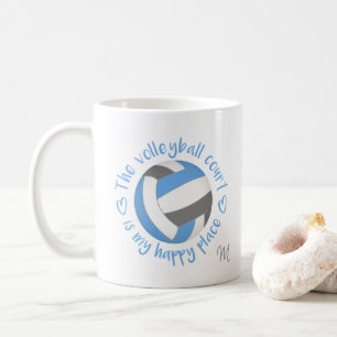Mug gris bleu Le terrain de volley est mon endroit heu