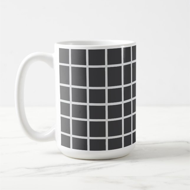 Mug Gris Élégant Carré Blanc   (Gauche)