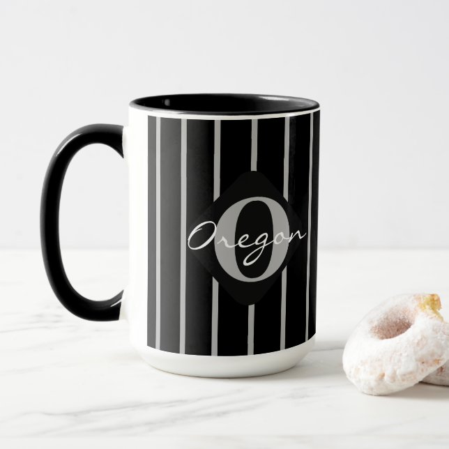 Mug Gris et noir café Mug-Oregon (Avec donut)