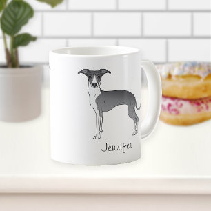 Mug Gris Italien Bleu Et Blanc Avec Nom Personnalisé
