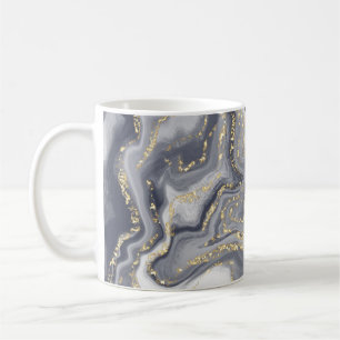 Mug Gris marbré, blanc et or