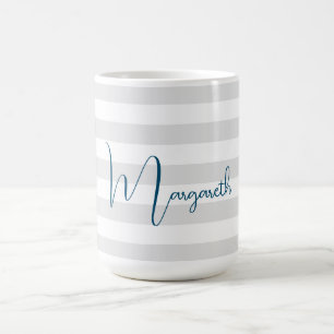 Mug Gris minimaliste Bleu Nom