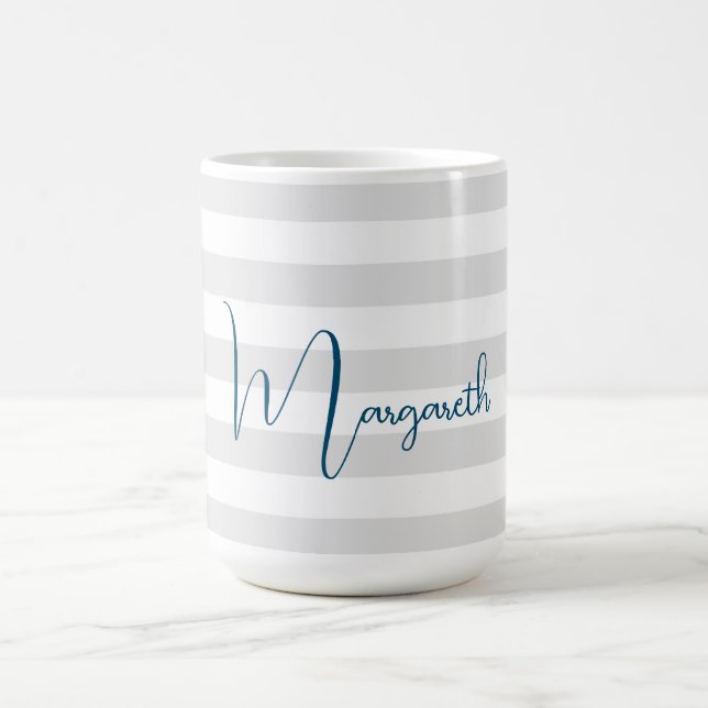 Mug Gris minimaliste Bleu Nom (Centre)