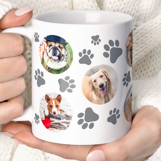 Mug Gris Pawprint 8 Animal de compagnie Chien Photo Co (Créateur téléchargé)