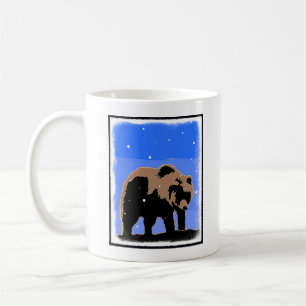 Mug Grizzly Bear en hiver - Art original de la faune
