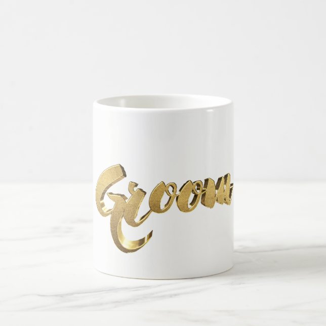 Mug Groom Elegant Typographie Or Look Texte (Centre)