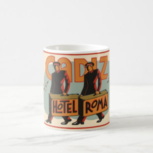 Mug Grooms d'hôtel de voyage vintage Hotel Roma, Cadiz