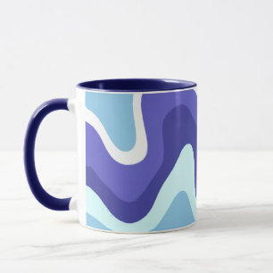 Mug Groovy Rétro Bleu et Violet Ondulé
