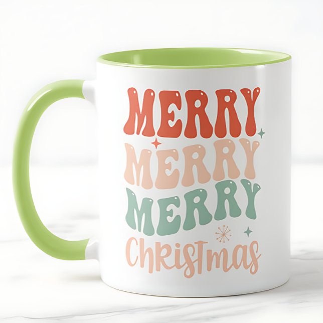 Mug Groovy Retro Merry Merry Merry Christmas (Créateur téléchargé)