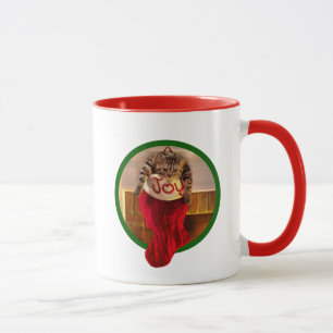 Mug Gros chat dans le bas de Noël