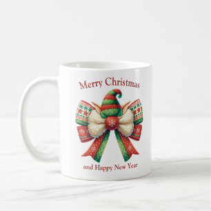 Mug Gros Noël avec arc rustique avec elfes casquette